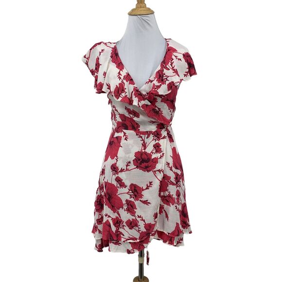 Free People Dresses & Skirts - Free People French Quarter Wrap Dress Womens Extra Small Floral Waist Tie Ruffle